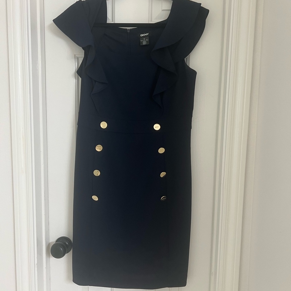 DKNY Navy Ruffle Dress